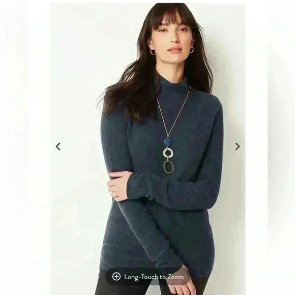 J.Jill Textured Funnel-Neck Aqua Sweater Size Medium Petite - Picture 9 of 10